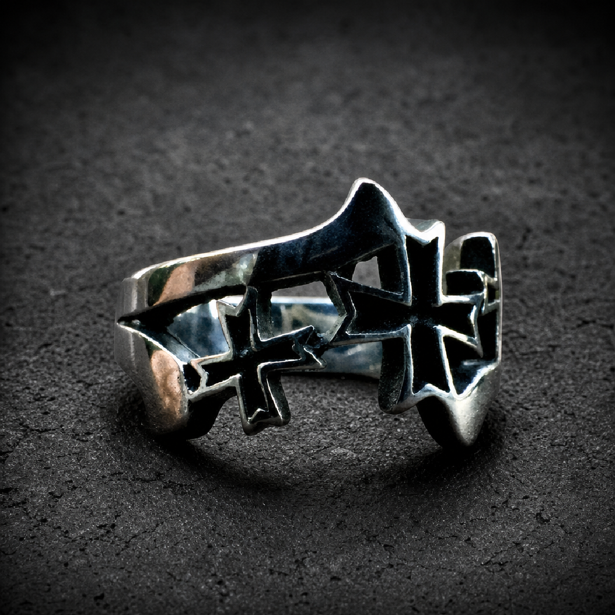 Gimme Three Steps - Triple Cross Ring - 316L stainless steel unisex jewelry (R0541)
