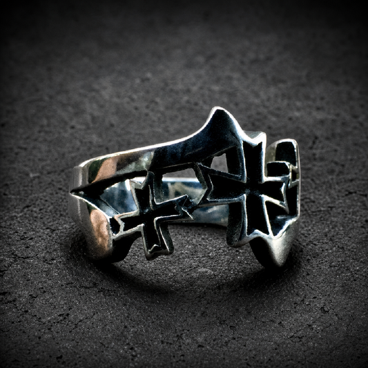 Gimme Three Steps - Triple Cross Ring - 316L stainless steel unisex jewelry (R0541)