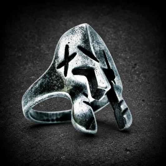 Gladiator Steel Mask Ring - 316L stainless steel unisex jewelry (R0534)