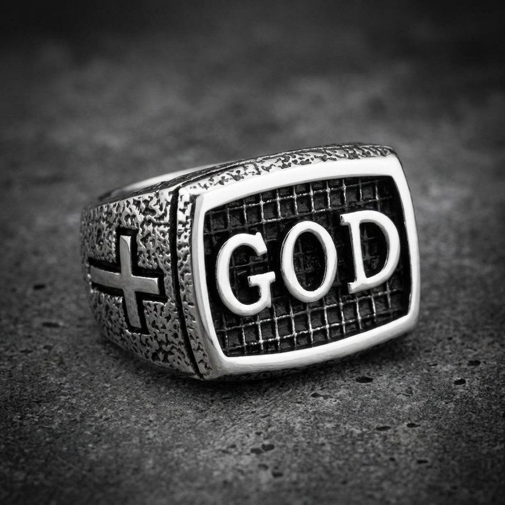 GOD - Ring w/Cross on Each Side (item#495)