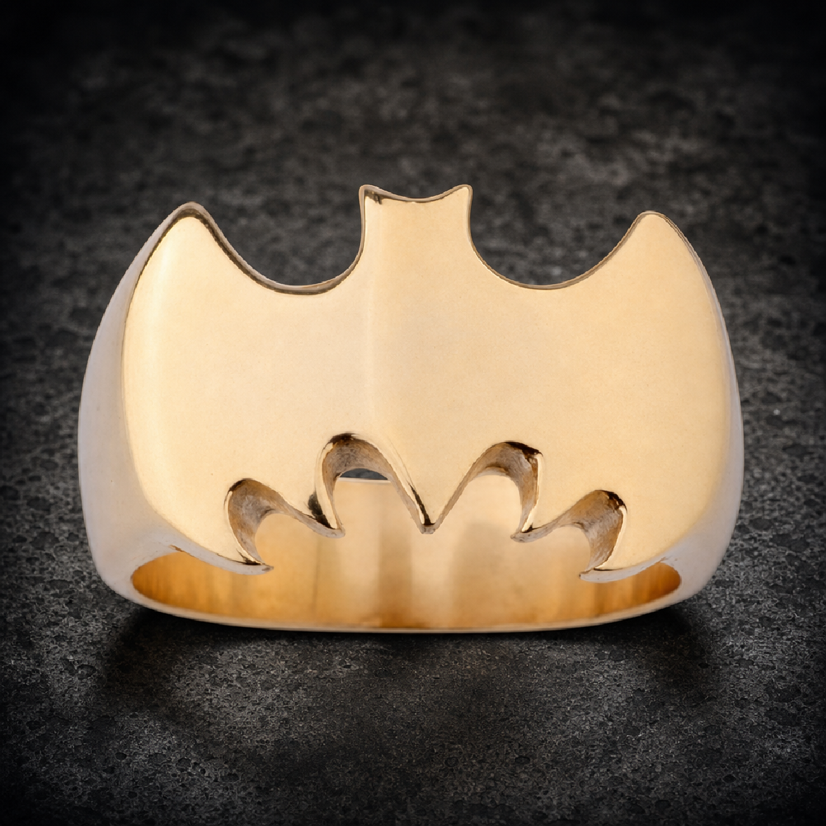 GOLD 'Batman' Stainless Steel Ring - 316L stainless steel unisex jewelry (R0590)