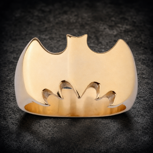 GOLD 'Batman' Stainless Steel Ring - 316L stainless steel unisex jewelry (R0590)