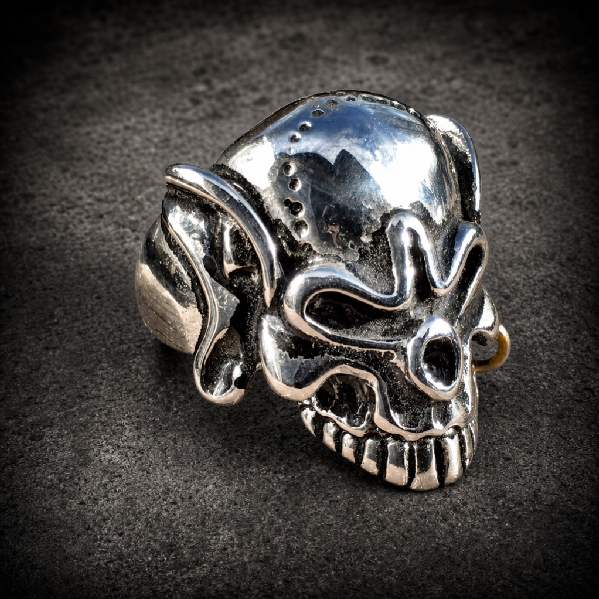 Gold Hoop Skull Ring - 316L stainless steel unisex jewelry (R0768)