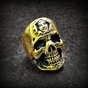 Gold-Tone 'Don't You Forget About Me' Stainless Steel Skull Ring with Inner Face (#R0517)