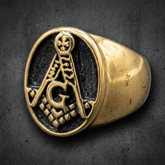 Gold-Tone Free Mason Ring (proto066)