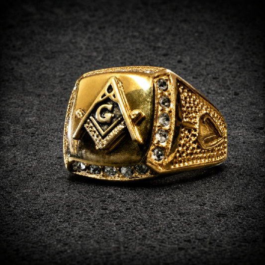 Gold-Tone Free Mason Ring - 316L stainless steel unisex jewelry (R0747_SIZE09)