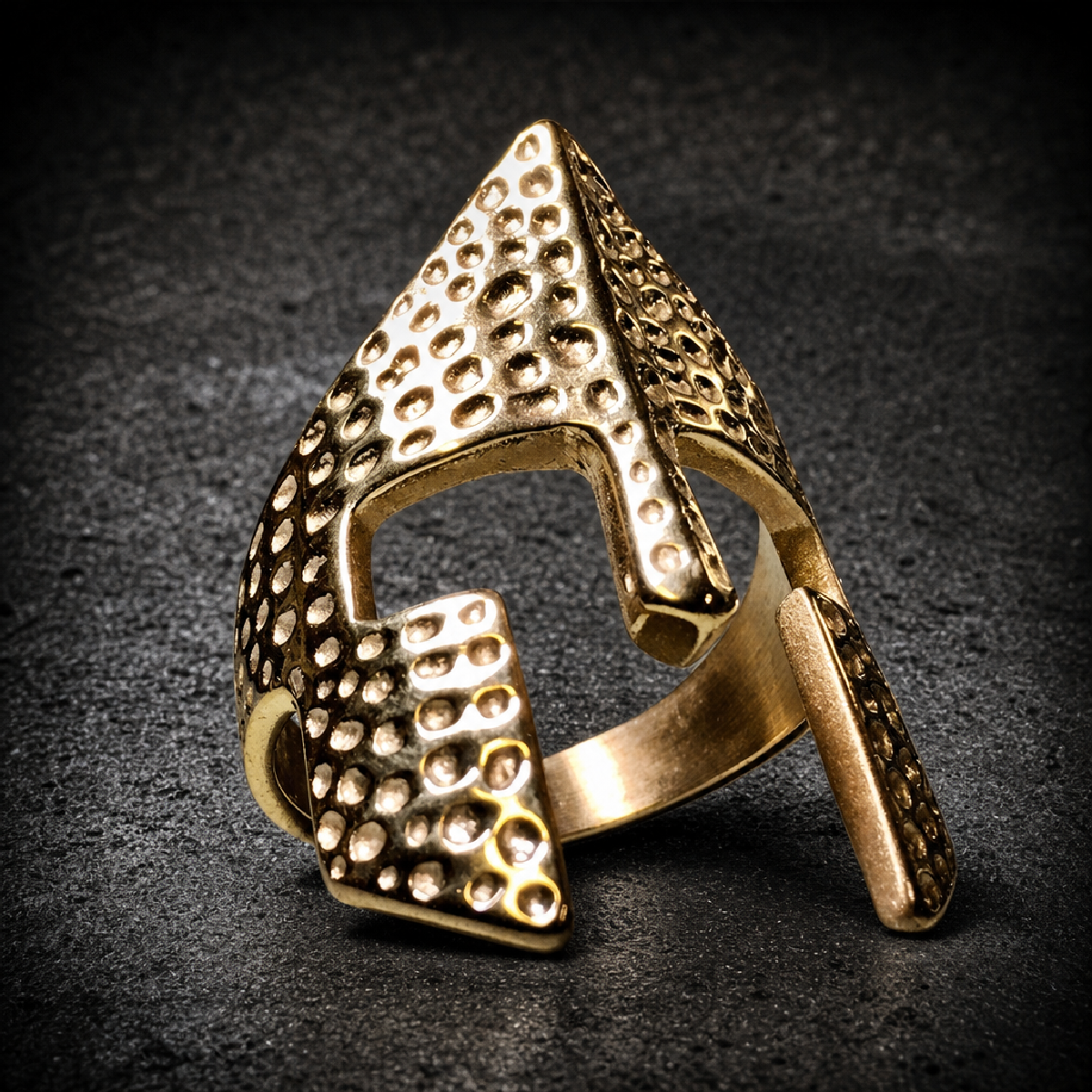 Gold-Tone 'Spartan Mask' Stainless Steel Ring - 316L stainless steel unisex jewelry (R0515)