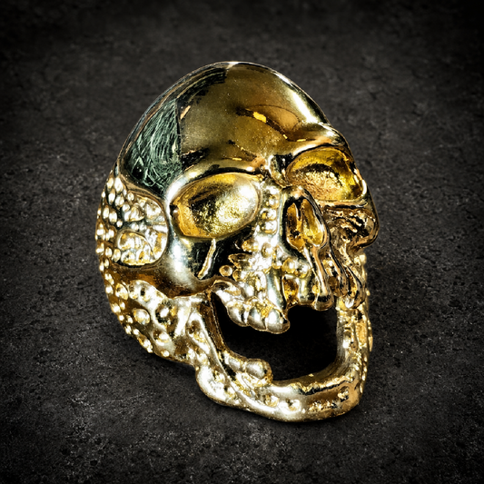 Gold-Tone 'The Plague' Skull Ring - 316L stainless steel unisex jewelry (R0827)