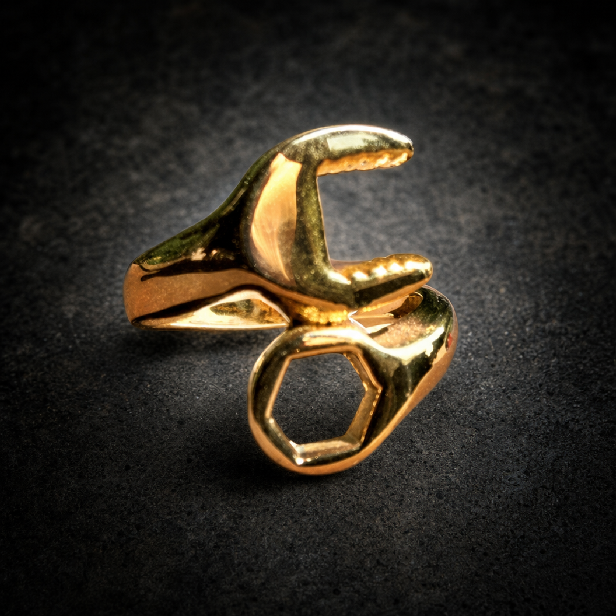 Gold Wrench - ring 316L stainless steel unisex jewelry (R0518)
