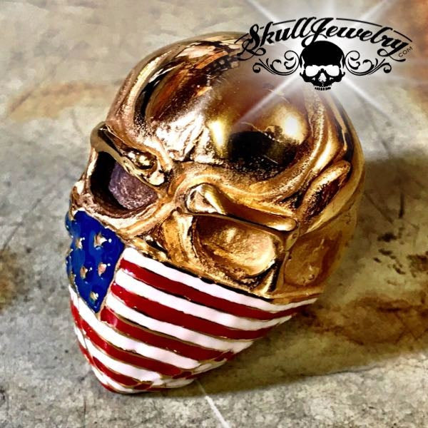 gold american infidel skull ring