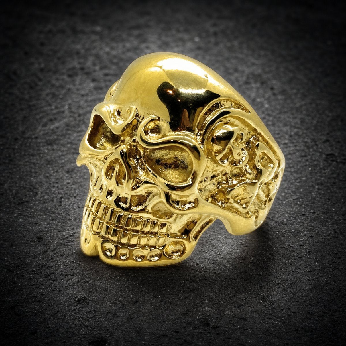 Golden Skull Revenant — Gold Skull Ring - 316L stainless steel unisex jewelry, golden skull revenant ring, 316l stainless…