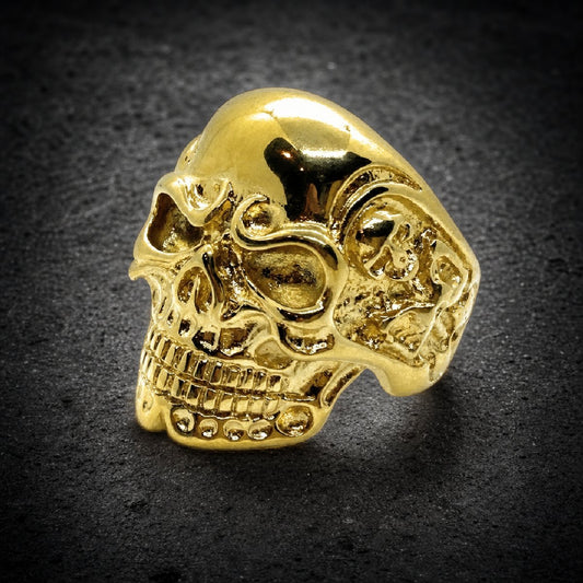 Golden Skull Revenant — Gold Skull Ring - 316L stainless steel unisex jewelry, golden skull revenant ring, 316l stainless…