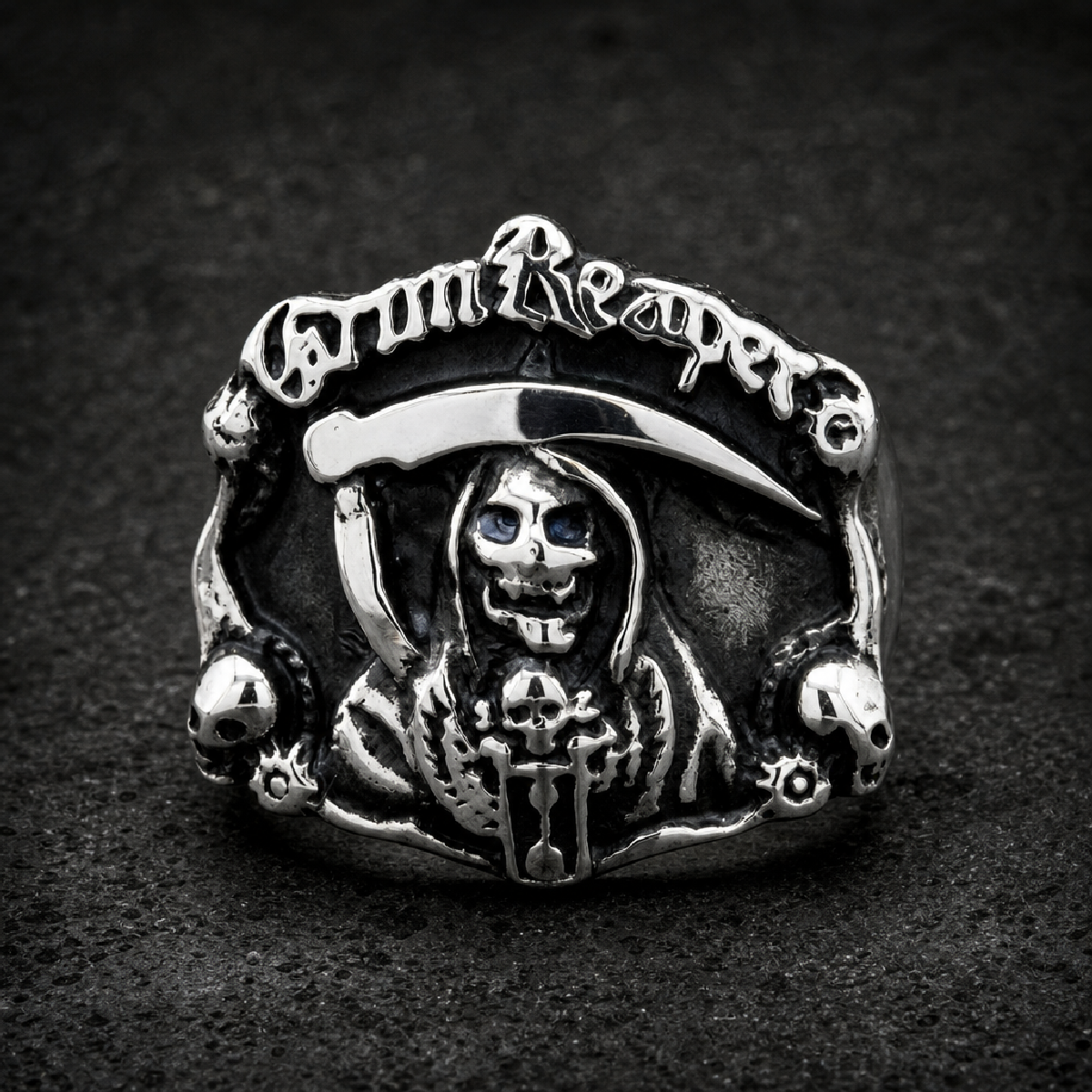 Grim Reaper Steel Ring - 316L stainless steel unisex jewelry (R0597)