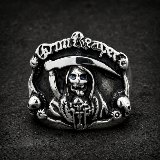 Grim Reaper Steel Ring - 316L stainless steel unisex jewelry (R0597)