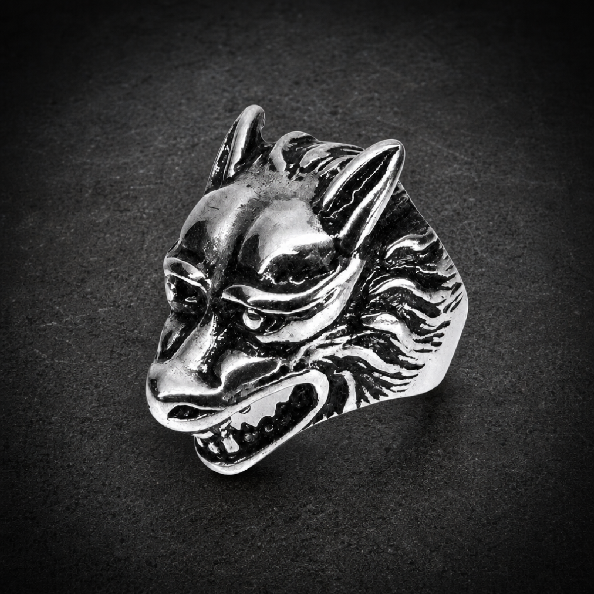 Grinning Werewolf Ring - (4031) - 316L stainless steel unisex jewelry (4031SJ06)