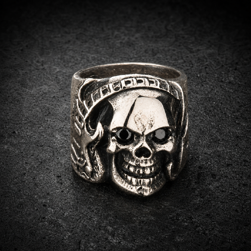 Guitar Hero - Rock & Roll Skull Ring with Black Zircon* Eyes - 316L stainless steel unisex jewelry (R0627)