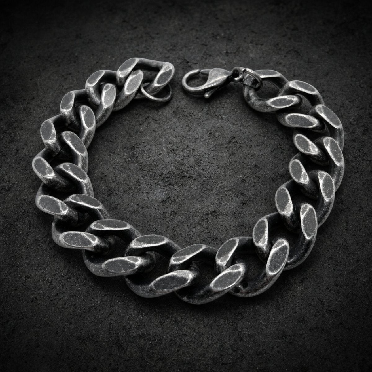 Gun Metal Cuban Link Steel Bracelet (#bracelet866)