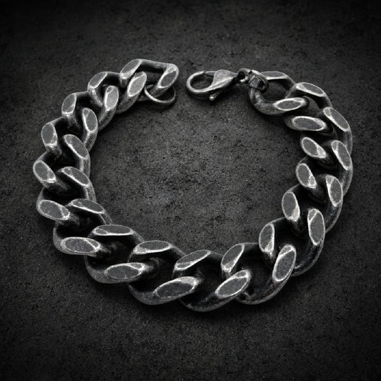 Gun Metal Cuban Link Steel Bracelet (#bracelet866)