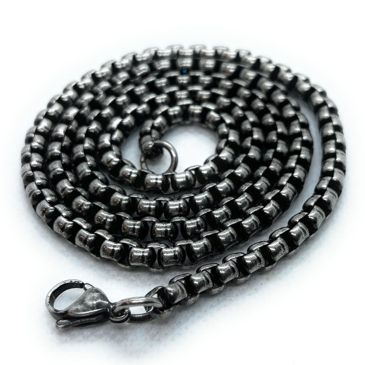 gun metal 24 inch box weave necklace quarter of an inch thick