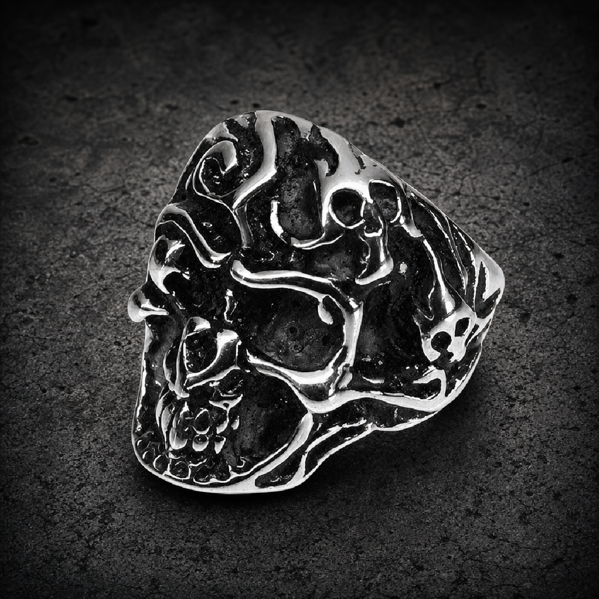 Gypsy Eyes Skull Ring (4145) - 316L stainless steel unisex jewelry (4145SJ06)