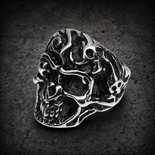 Gypsy Eyes Skull Ring (4145) - 316L stainless steel unisex jewelry (4145SJ06)