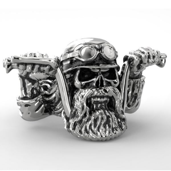 handlebars biker skull ring