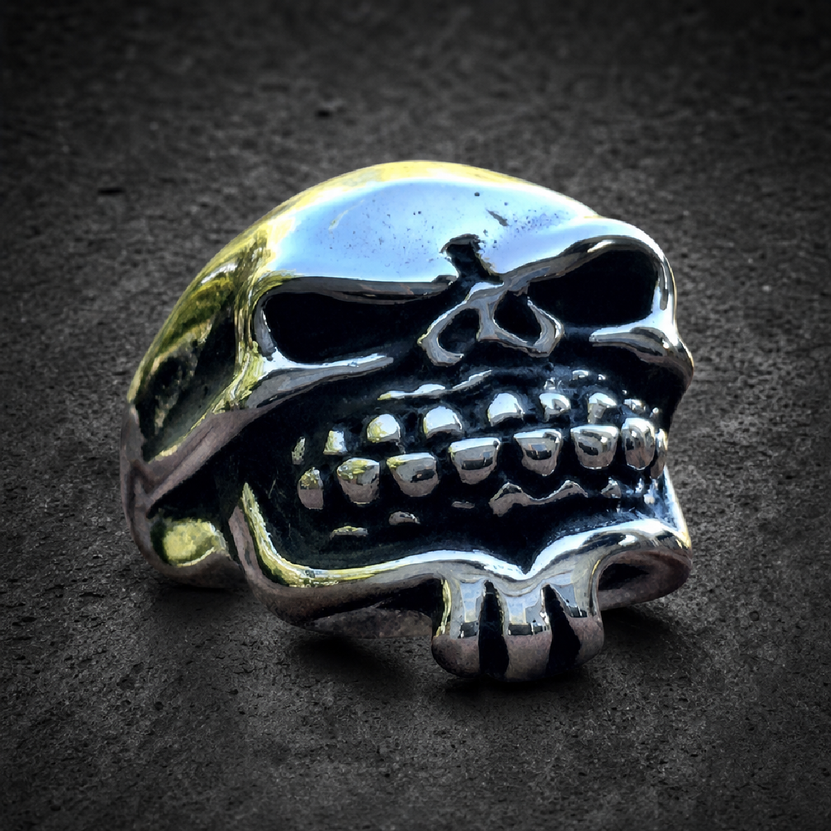 Happy Jack - SIZE #10 Tribal Skull Ring - 316L stainless steel unisex jewelry (R0374)