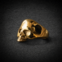 HEART OF GOLD — Gold-Tone Old School Skull Ring (#R0345)
