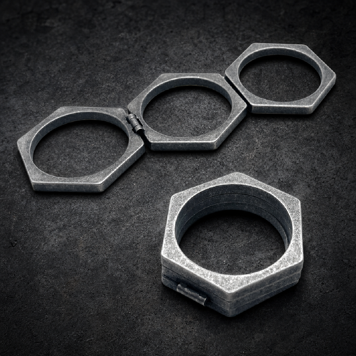 HexLock Tactical Ring Set – Modular Hex Self-Defense & Utility Rings (316L Steel) - 316L stainless steel unisex jewelry (R…