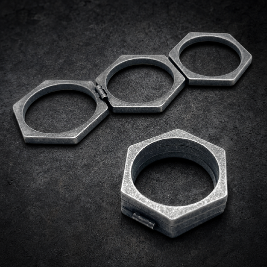 HexLock Tactical Ring Set – Modular Hex Self-Defense & Utility Rings (316L Steel) - 316L stainless steel unisex jewelry (R…