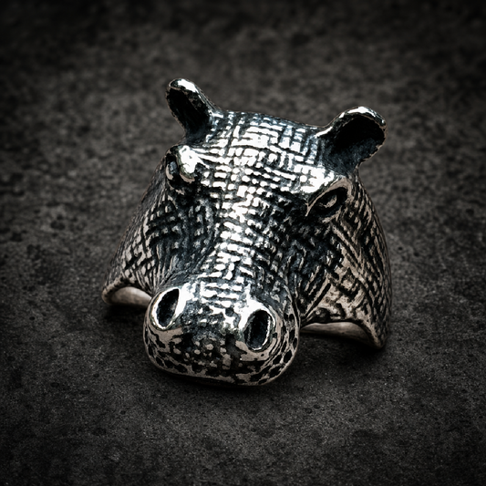 Hippo stainless steel ring - 316L stainless steel unisex jewelry (R0397)