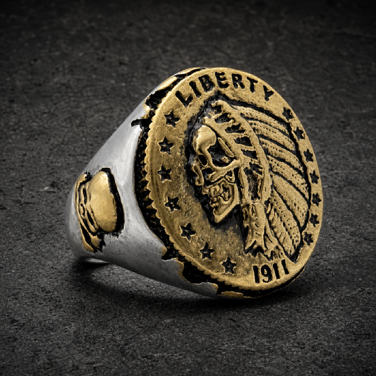 Hobo Coin - 1911 $2.50 Gold Quarter Eagle Replica Ring - 316L stainless steel unisex jewelry (R0356)