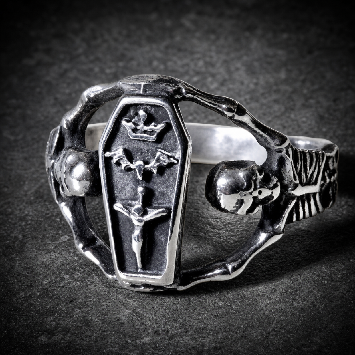 Hold Strong - Coffin Skeleton Ring – Embrace the Darkness, Defy the Odds - 316L stainless steel unisex jewelry (R0755)