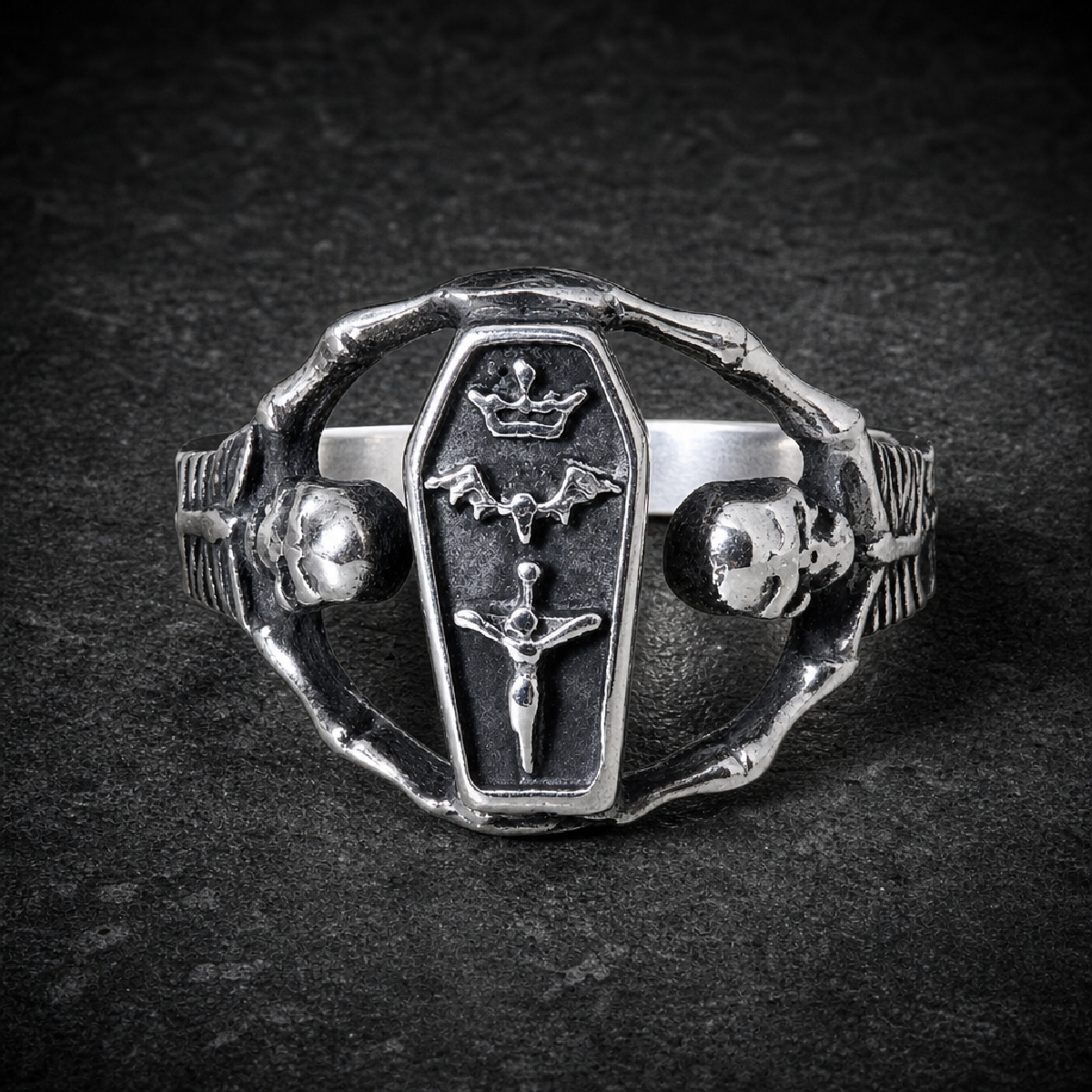 Hold Strong - Coffin Skeleton Ring – Embrace the Darkness, Defy the Odds - 316L stainless steel unisex jewelry (R0755_SIZE08)