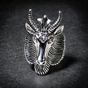 Horned Fury - Goat Head with Horns Biker Ring (#R0490)