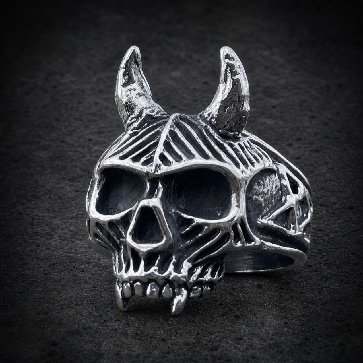 Hornified - Skull ring - 316L stainless steel unisex jewelry (R0310)