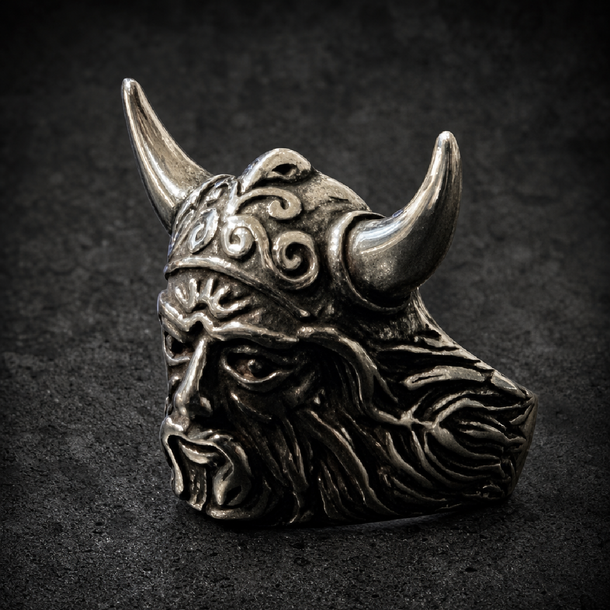 Horny Bastard Skull Ring With Horns - 316L stainless steel unisex jewelry (R0443)