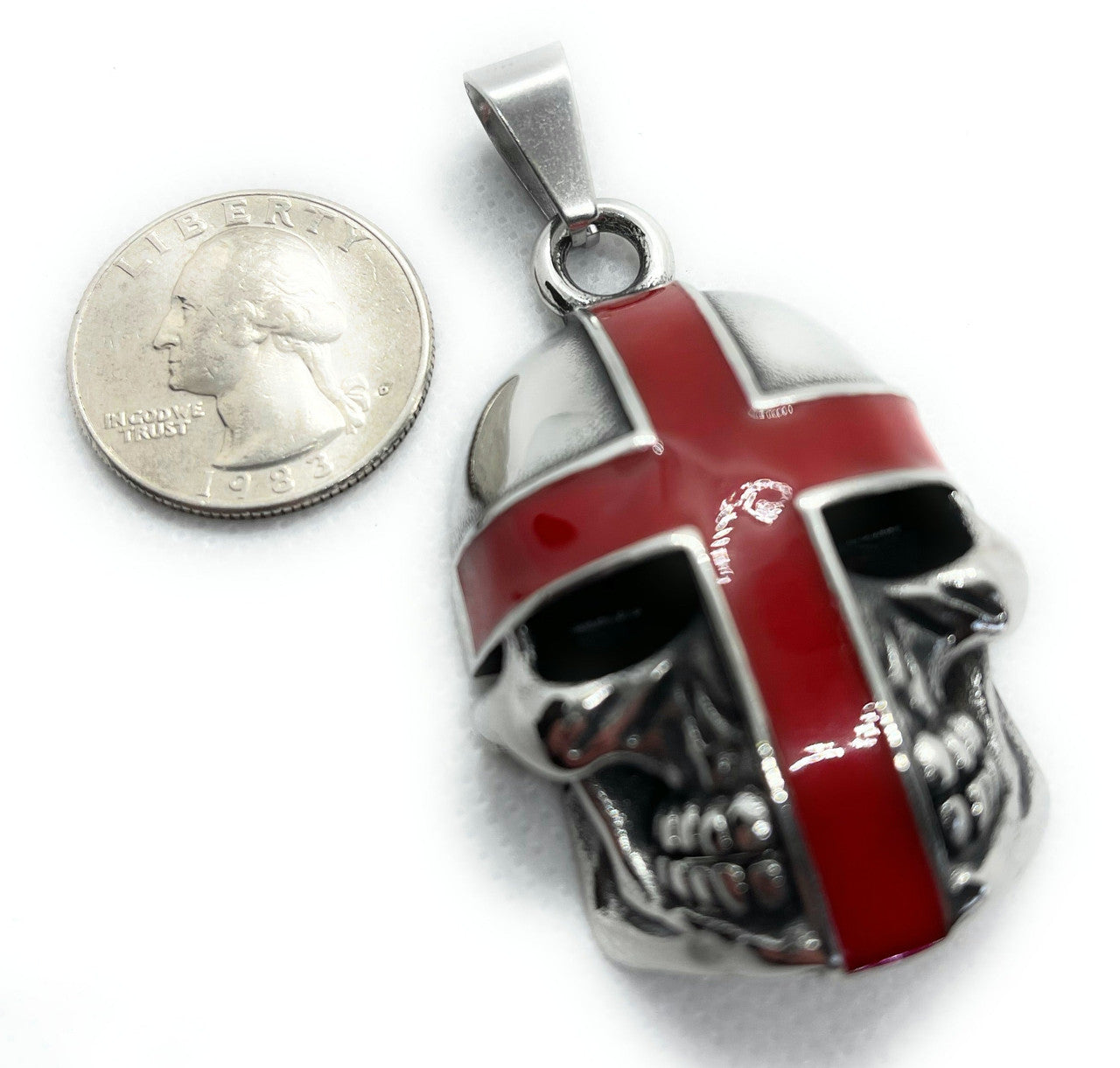 red cross skull pendant