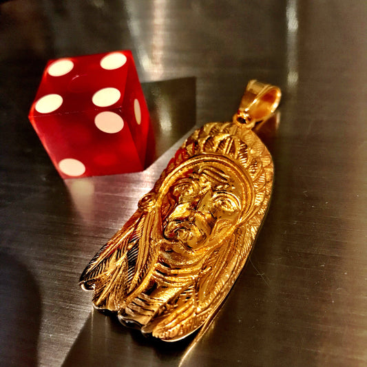 Prototype - Gold-Tone Indian Warrior Pendant