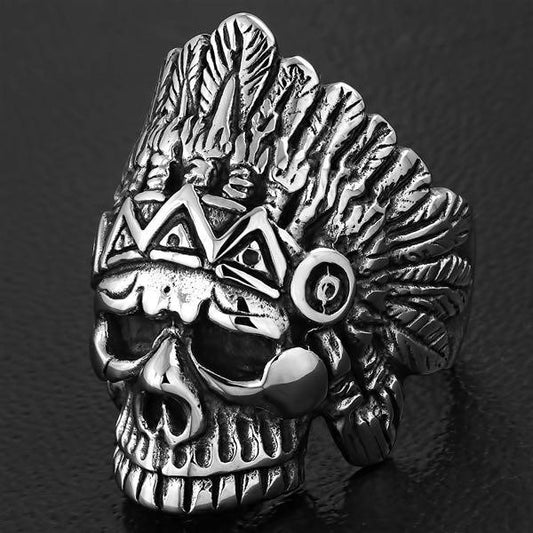 indian chief skull ring