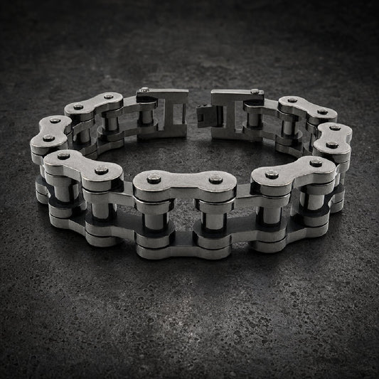 Iron Chain Breaker — Black Motorcycle Bracelet · 211g