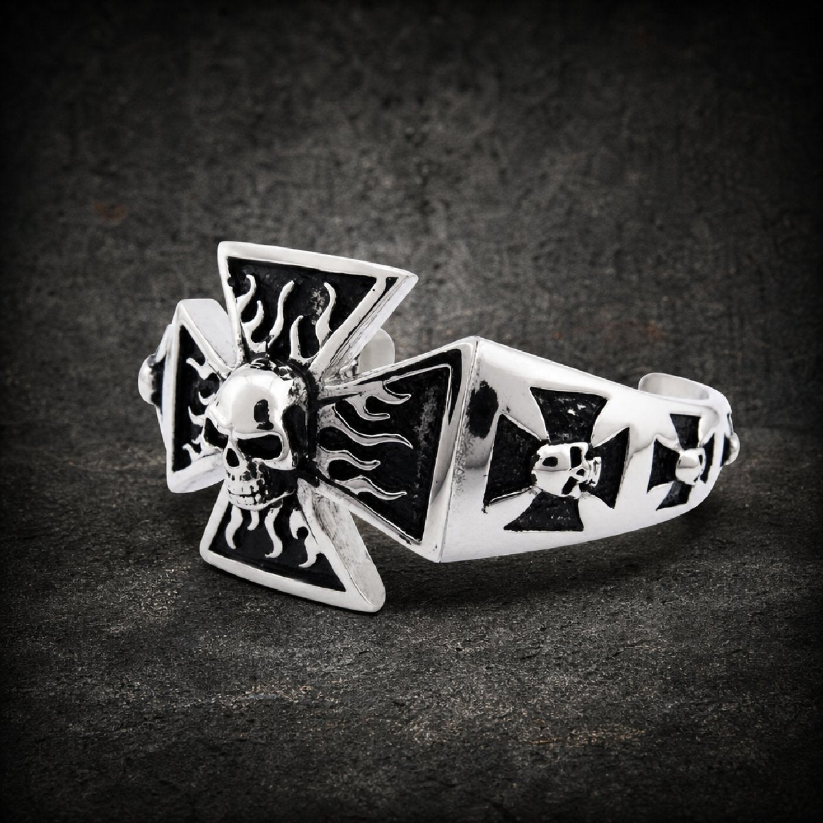 Iron Cross Bones — Skull Cross Bangle 9" Bracelet · 64 grams - 316L stainless steel unisex jewelry, 316l stainless steel s…
