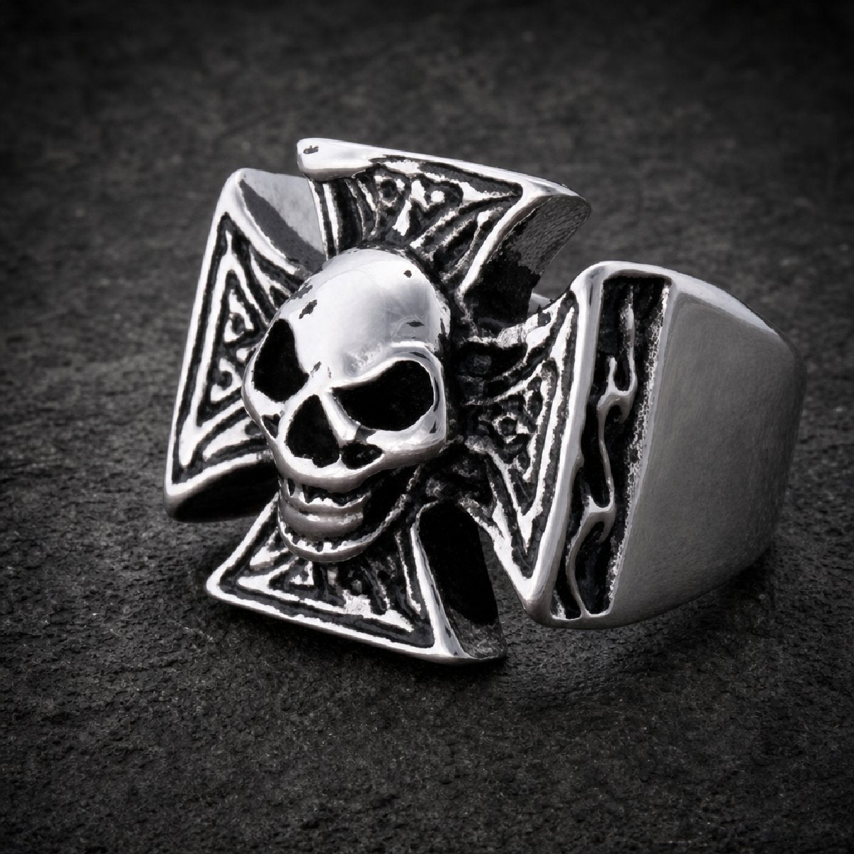 Iron Cross Reaper — Skull Cross Ring - 316L stainless steel unisex jewelry, 316l stainless steel skull cross ring, iron cr…