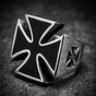Iron Cross Ring w/ Black Enamel (#R0331)