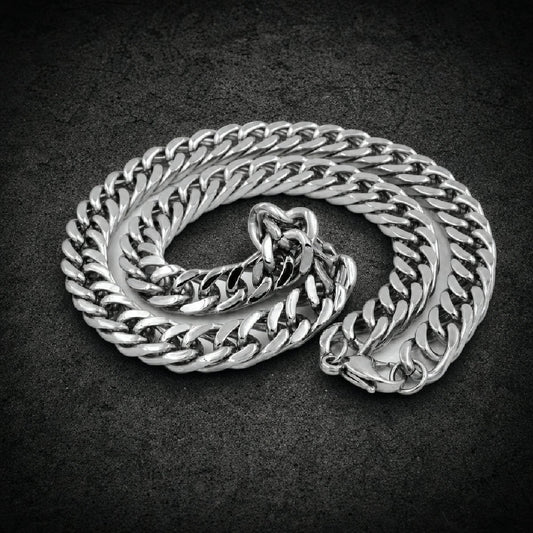 Iron Serpent — 28" Heavy Curb Chain Necklace · 243 grams - 316L stainless steel unisex jewelry, heavy polished curb chain…