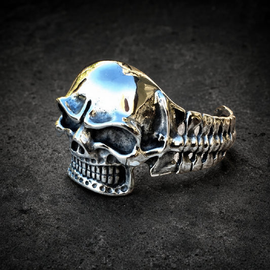 Iron Skull Brawler — Skull Bangle Bracelet · 107 grams
