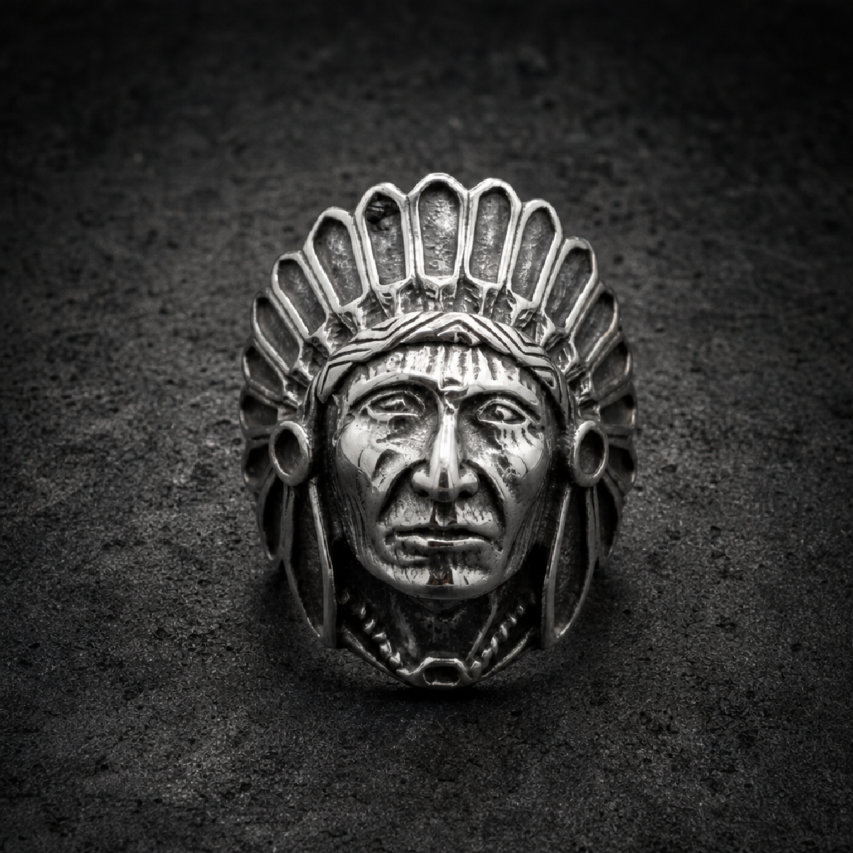 Iron Wind Chief – Stainless Steel Ring - 316L stainless steel unisex jewelry (R0472)