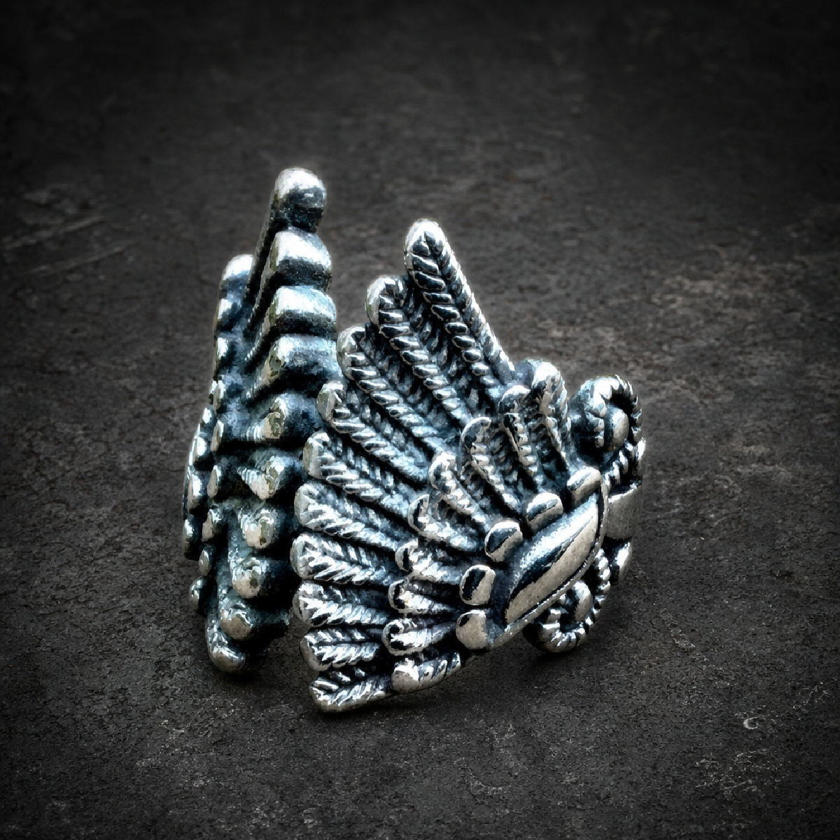 It Wasn't God Who Made Honky Tonk Angels - Wing Ring - 316L stainless steel unisex jewelry (R0620)
