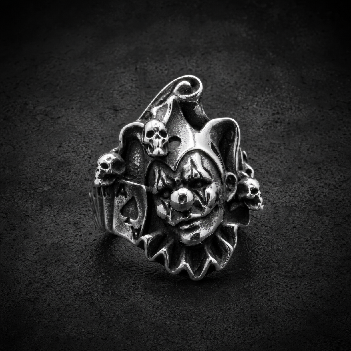 Jester of Death – Gothic Skull Clown Ring - 316L stainless steel unisex jewelry (R0347)