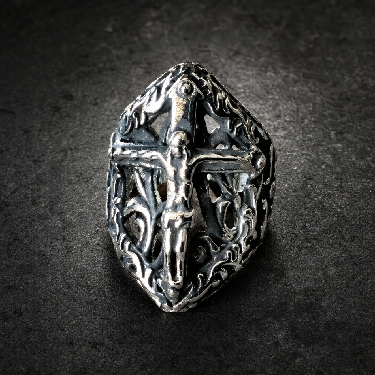Jesus Crucifix Ring - 316L stainless steel unisex jewelry (R0805)